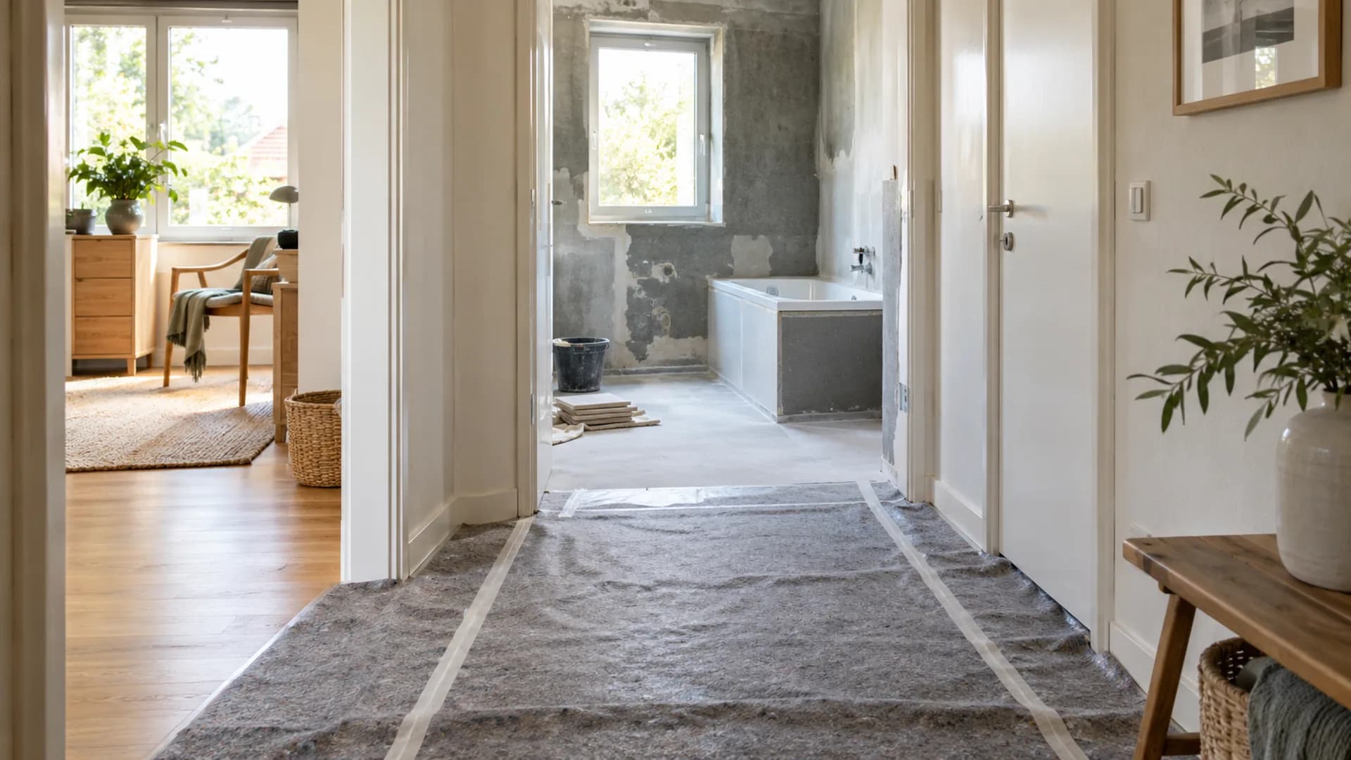 Dachgeschossbad mit Dusche, Badewanne und WC