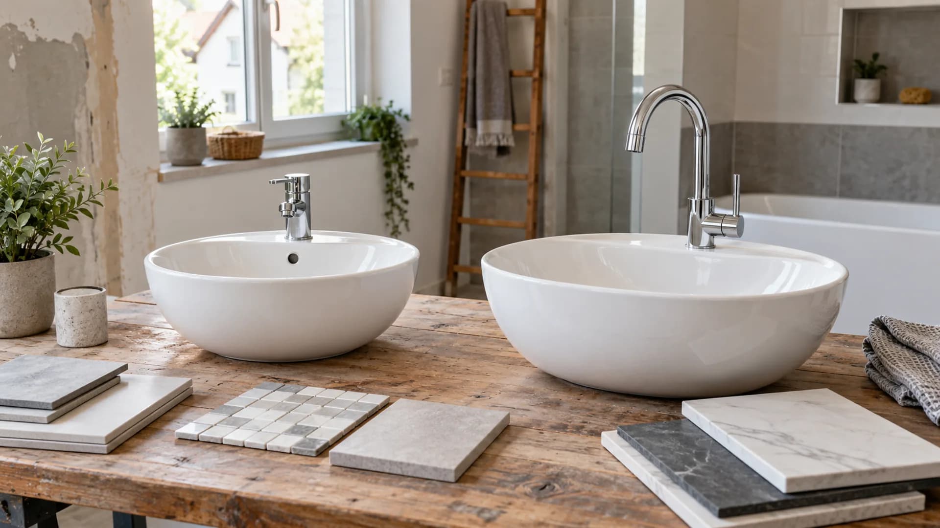 Dachgeschossbad mit Dusche, Badewanne und WC