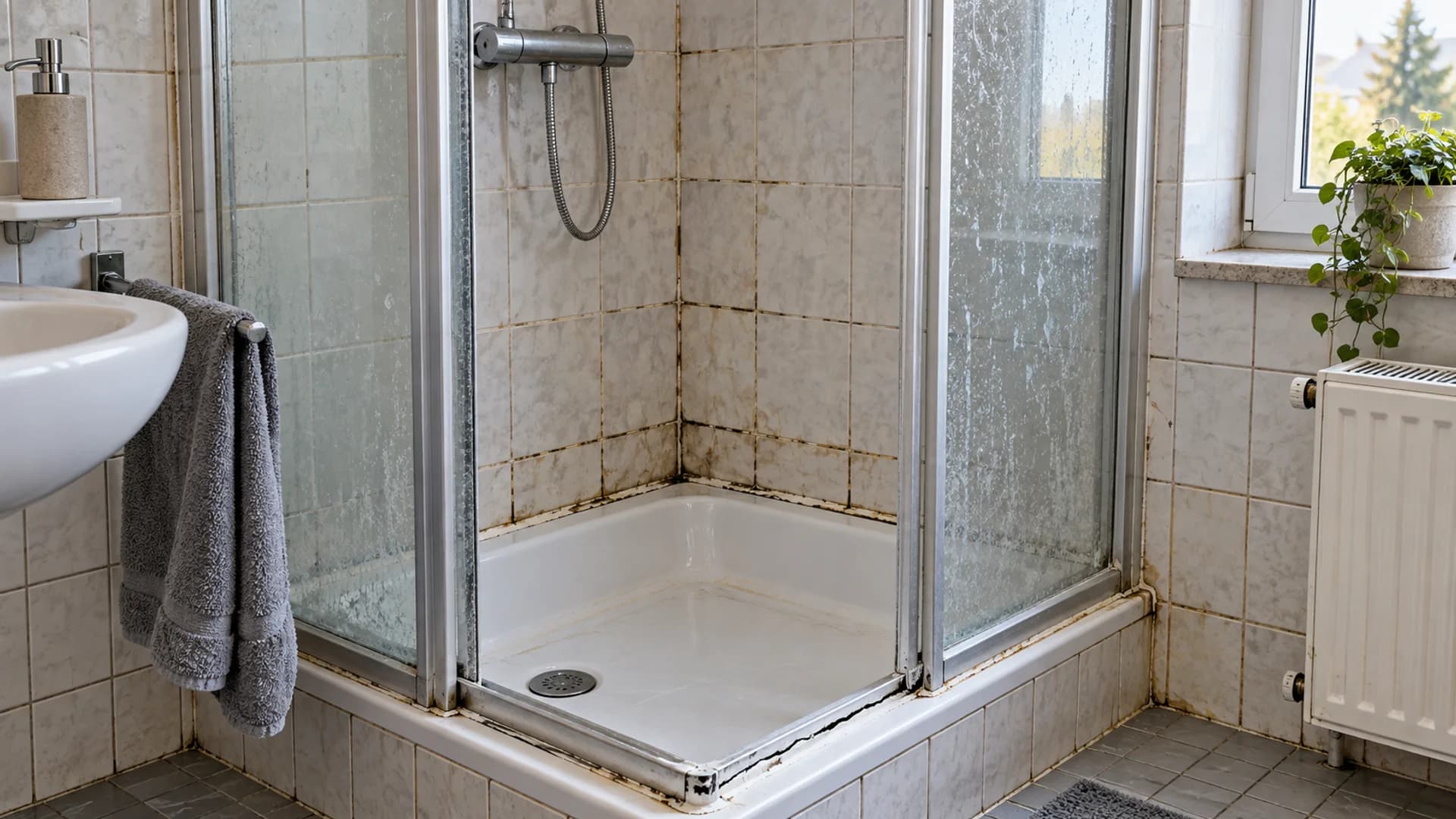 Dachgeschossbad mit Dusche, Badewanne und WC
