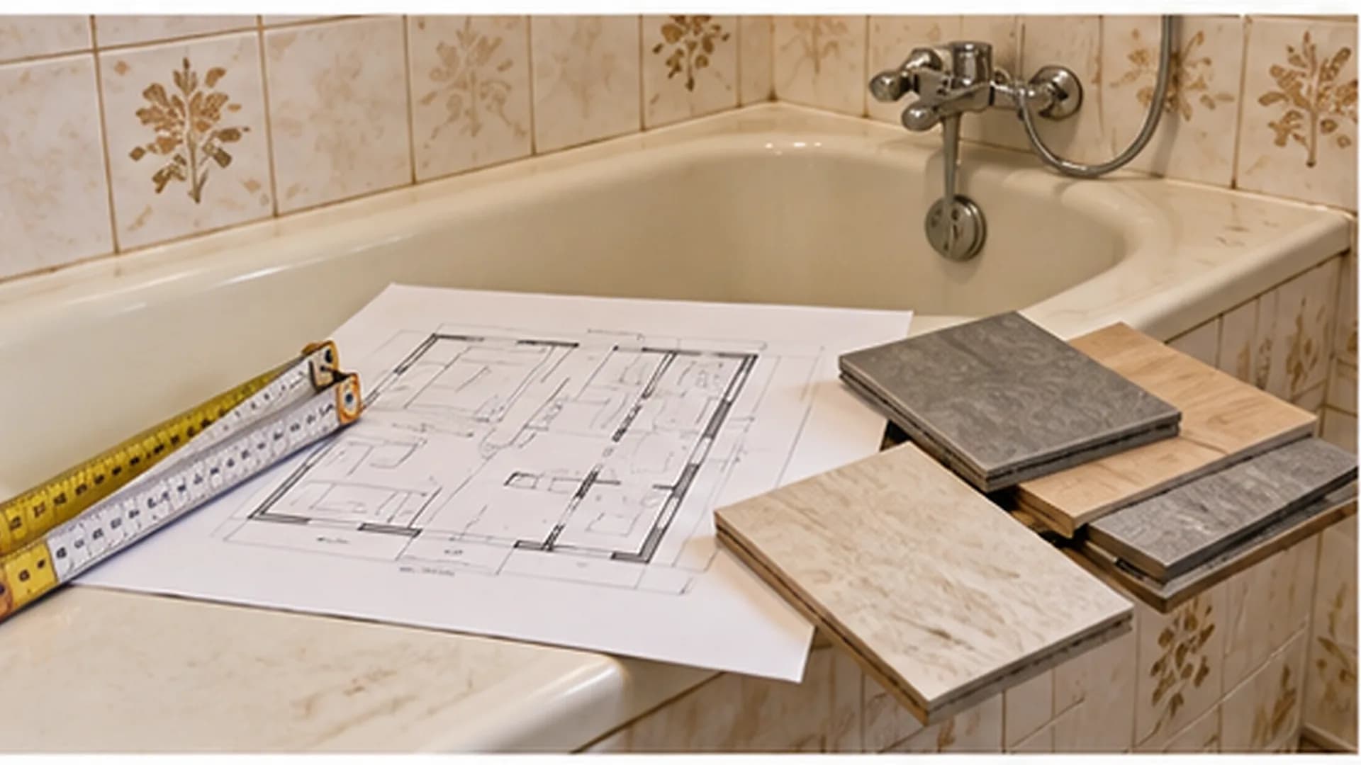 Dachgeschossbad mit Dusche, Badewanne und WC