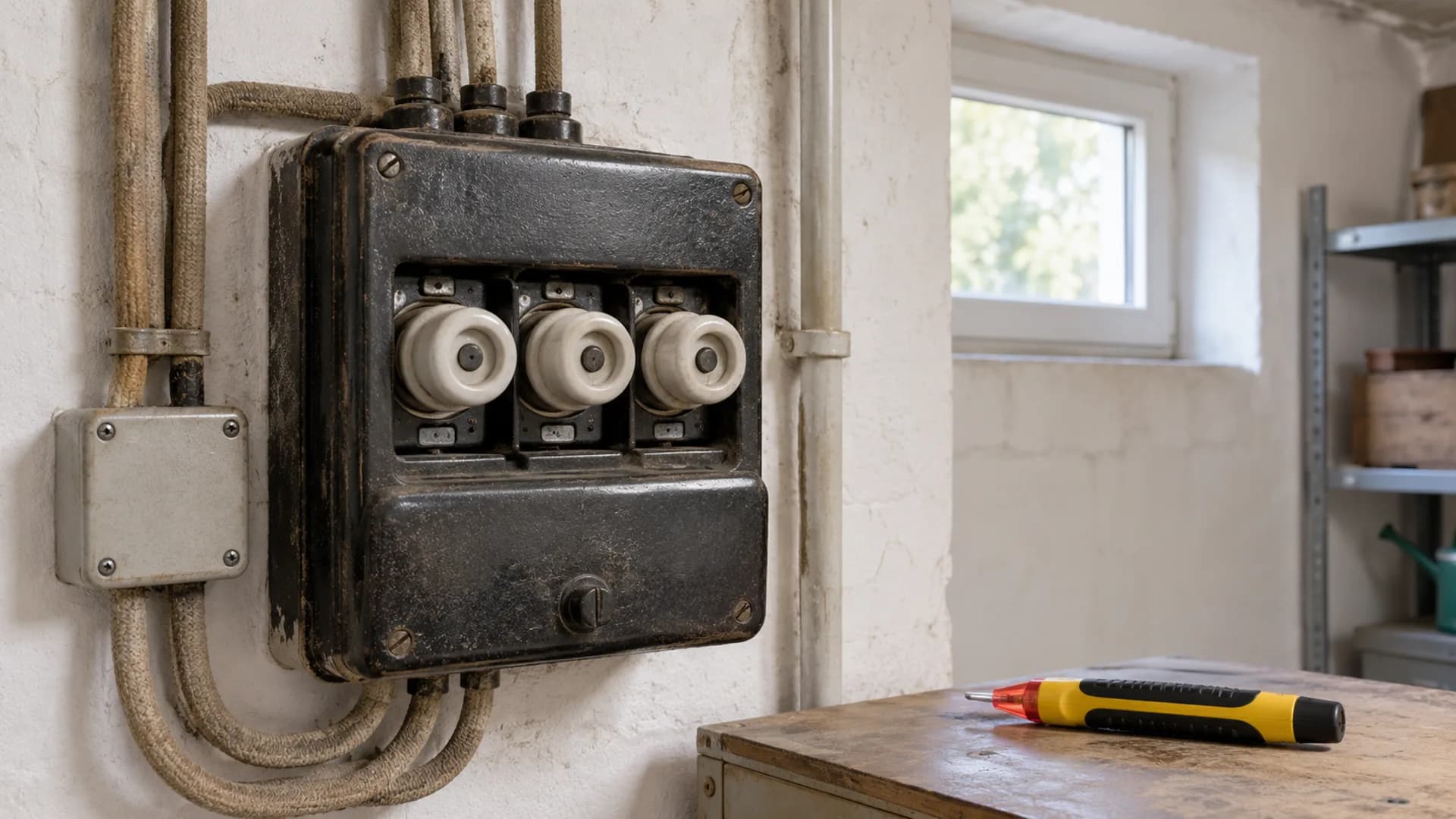 Offene Elektroverteilung mit Leitungen