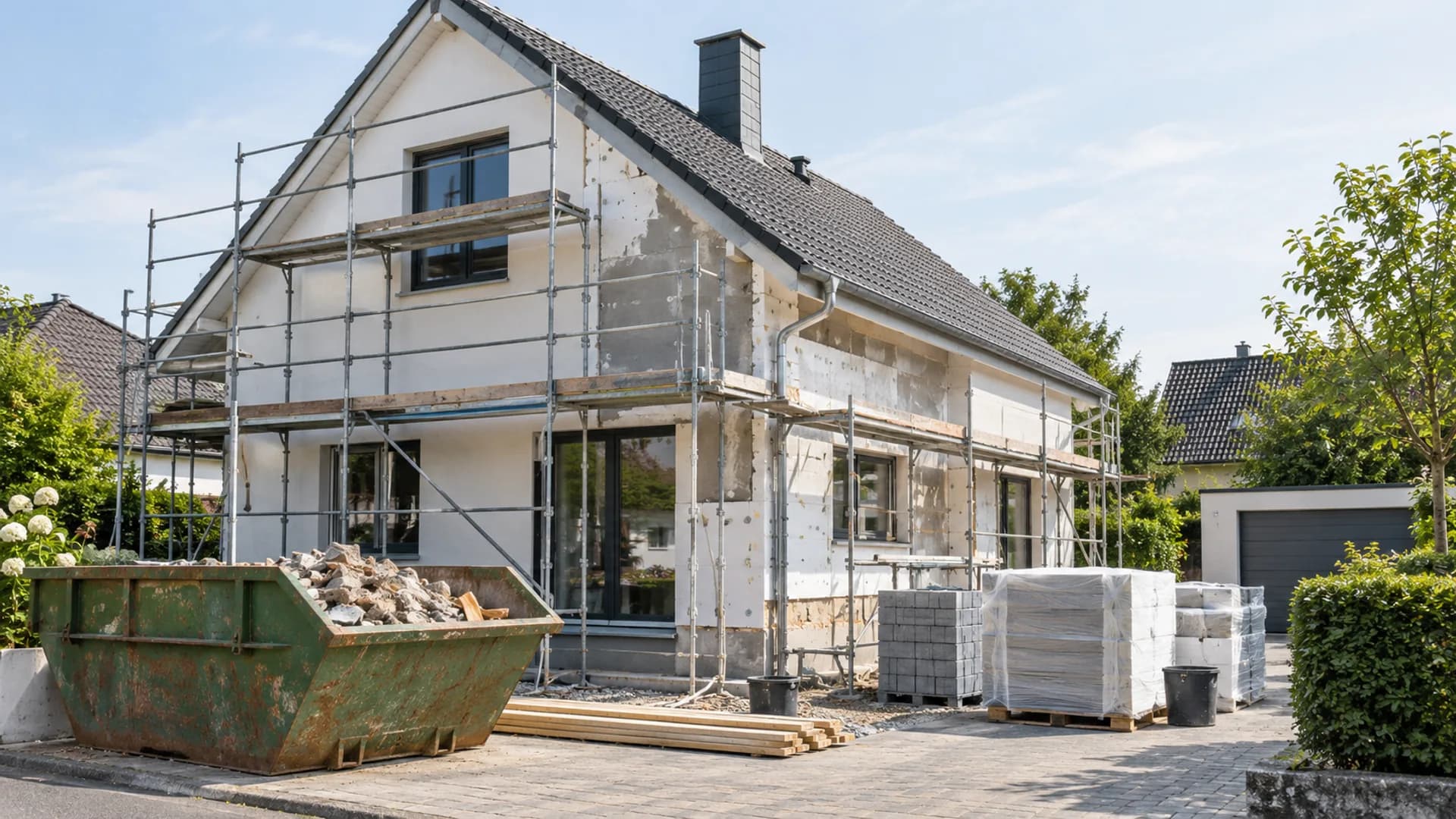 Flur einer Bestandswohnung während des Innenausbaus
