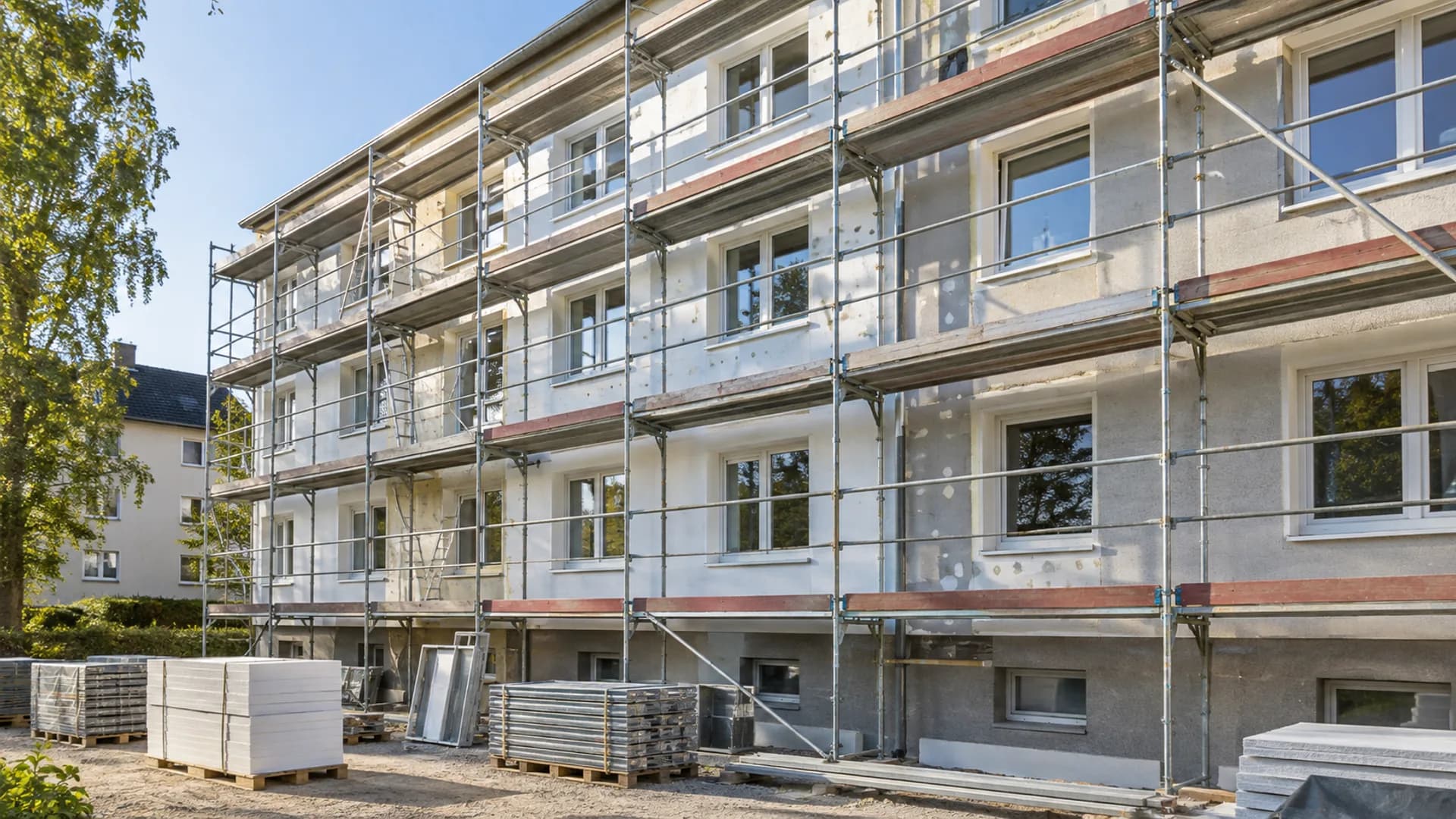 Flur einer Bestandswohnung während des Innenausbaus