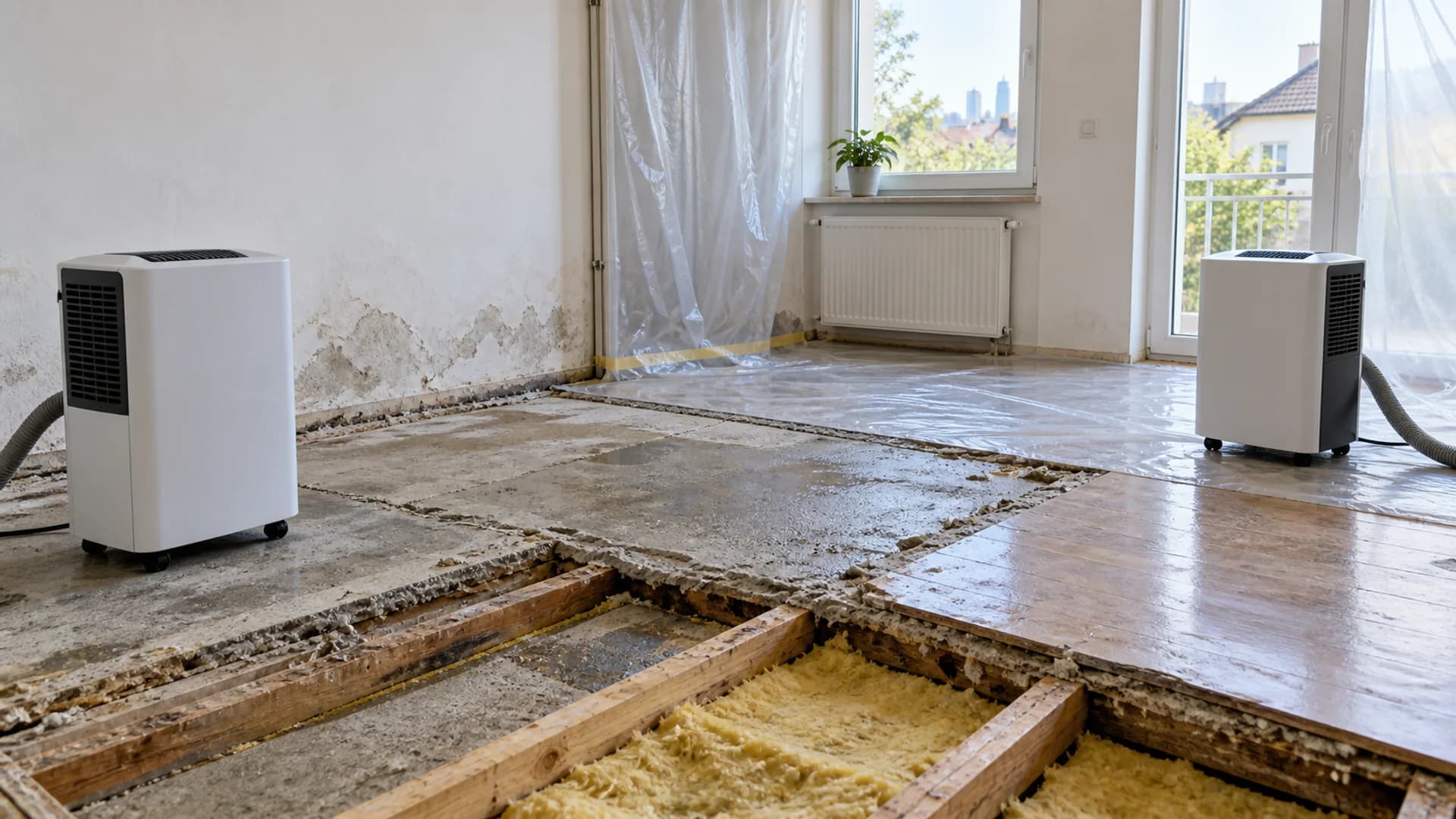 Flur einer Bestandswohnung während des Innenausbaus
