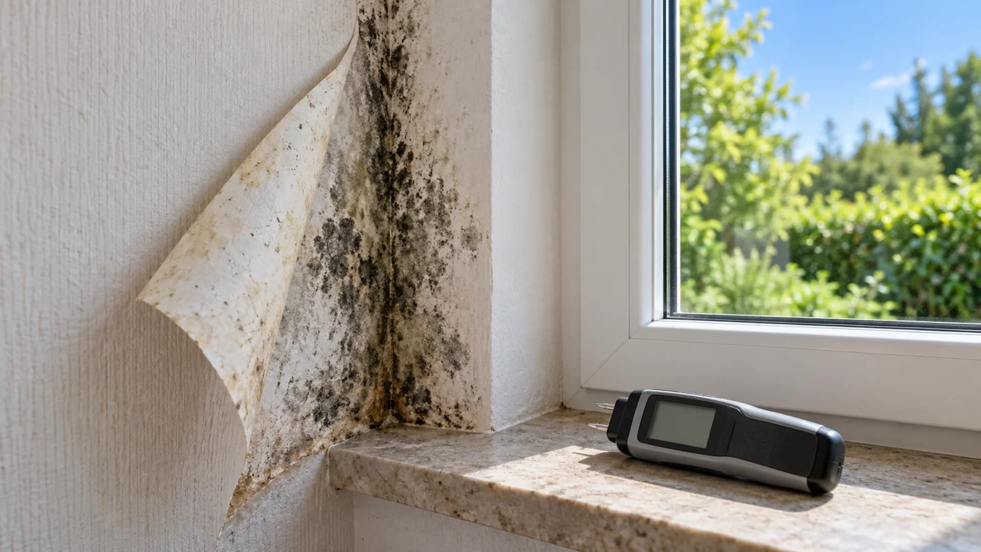 Wandbereiche eines Raums vor der Schadensanierung