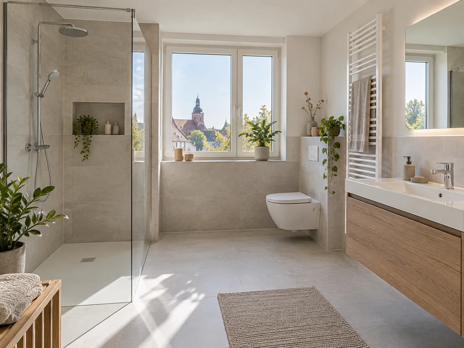 Modernes Badezimmer nach Renovierung in Hanau